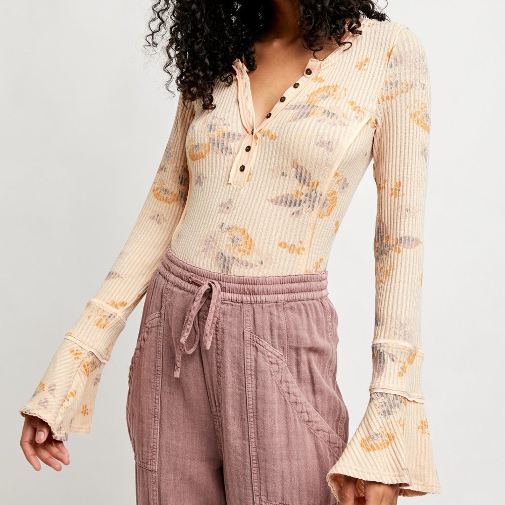 NWT Free People Layer Me Henley / Just Peachy